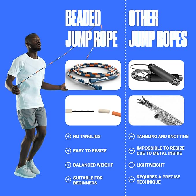 Sportbit Elite Beaded Jump Rope - Adjustable Speed Rope for Fitness, CrossFit, Boxing - Tangle-Free, Lightweight-GravixFit