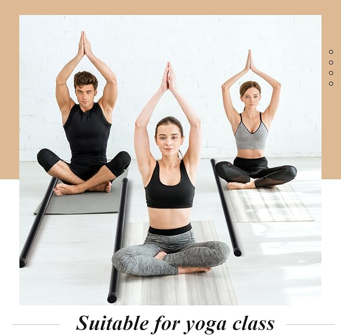 Hiboom 6 Pcs 5ft Yoga Stick Natural Bamboo Exercise Stick with Non-Slip Rubber Ends Stretching Tool Posture Corrector Stretch Tool for Flexibility, Workout, Balance Fitness-GravixFit