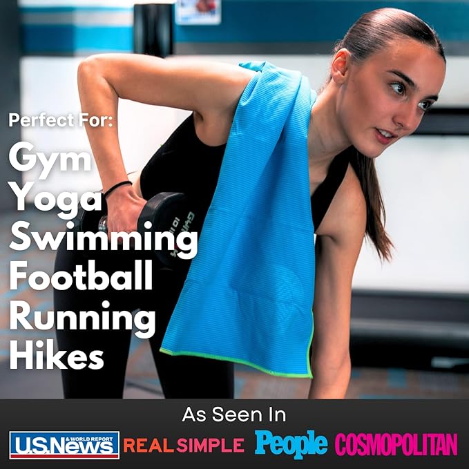 ECCOSOPHY Microfiber Beach Towel – Quick Dry Gym Towel, Highly Absorbent with Ribbed Texture, Lightweight – Ideal for Travel, Pool, Yoga, Fitness & Outdoor Adventures – 71x35 Azure-GravixFit