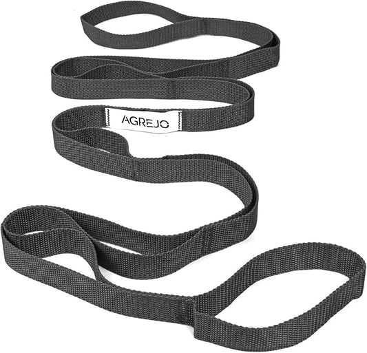 Stretching Strap Yoga Strap Physical Therapy for Home Workout, 10 Loops Non-Elastic Stretch Band for Pilates, Flexibility, Exercise and Gymnastics-GravixFit