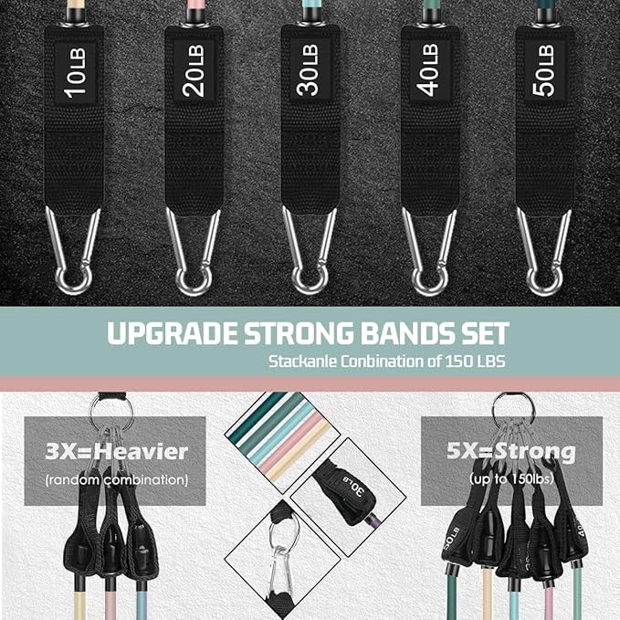 VEICK Resistance Bands, Exercise Bands, Workout Bands, Resistance Bands for Working Out with Handles for Men and Women, Exercising Bands for Fitness Weights Work Out at Home-GravixFit