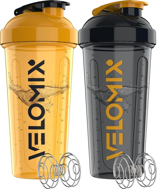 '-2 Pack- 28 oz Protein Shaker Bottles for Protein Mixes - 2x Wire Whisk | Leak Proof Shaker Cups for Protein Shakes | Protein Shaker Bottle Pack (Golden Stone)-GravixFit