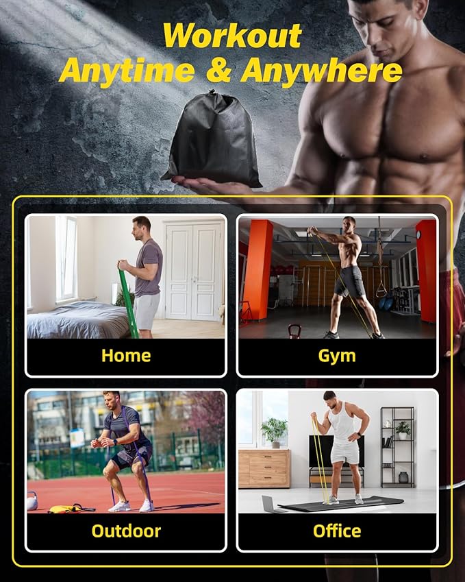 Zacro Resistance Bands, 6 Resistance Levels Pull Up Assistance Bands, Exercise Bands for Men&Women, Heavy Duty Resistance Band Set with Door Anchor, for Working Out, Muscle Training, Physical Therapy-GravixFit