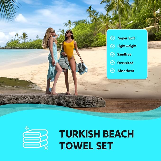 HAVLULAND Turkish Beach Towels Oversized -100% Turkish Cotton Super Soft Lightweight - Absorbent and Quick Drying Bath Towel - Sand Free Beach Towel - Turkish Towels for Adults (Yellow, 12 Pack)-GravixFit