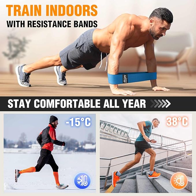 Fabric Resistance Bands for Working Out - Exercise Bands for Women and Men, Booty Bands for Legs and Glute, Yoga, Pilates, Rehab, Fitness and Home Workout-GravixFit