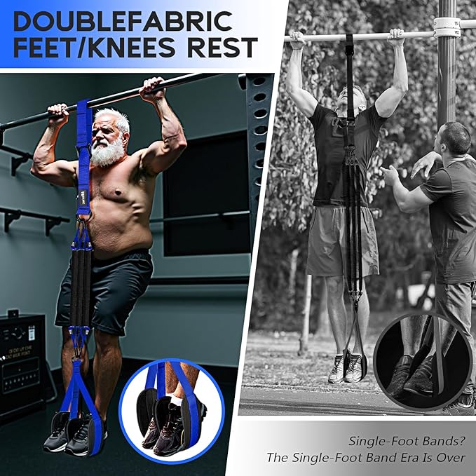 Pull Up Assistance Bands, Adjustable Heavy Duty Resistance Band for Pull Up, 3 Pull Up Bands, Comfortable Fabric Feet/Knee Rest, Assistance Bands for Pull-Up, Home Fitness, Body Stretching-GravixFit