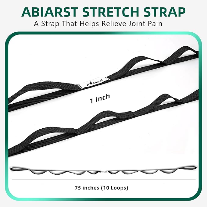 Stretching Strap Yoga Straps for Physical Therapy, 10 Loops Non-Elastic Stretch Band for Pilates, Flexibility, Exercise and Gymnastics-GravixFit