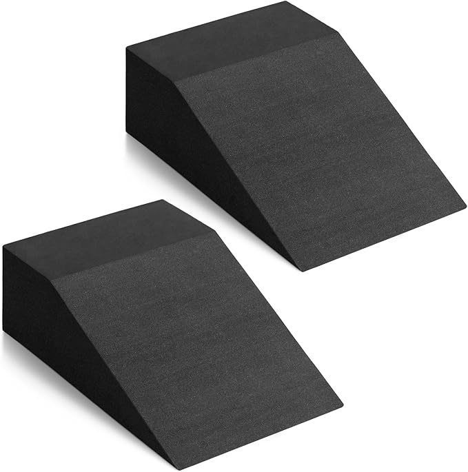 Foam Wedge Slant Board, 2 Pack Squat Wedge for Yoga, Calf Stretching, Physical Therapy & Foot Rehabilitation - Exercise Blocks for Squats, Balance, Pushup & Pilates (Black)-GravixFit
