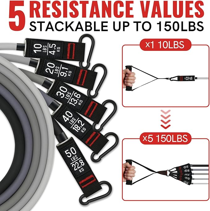 Aihoye Resistance Bands for Working Out, Exercise Bands with Handles, Stretch Bands for Exercise, Workout Bands with Door Anchors for Physical Therapy & Strength Training-GravixFit