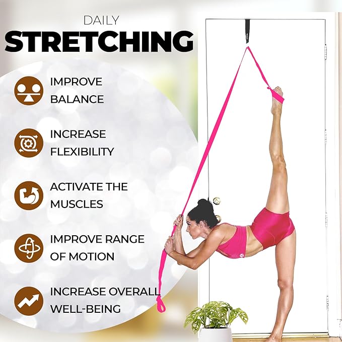 Pilates Stretching Strap with Door Anchor - Flexibility Equipment for Pilates Practitioners - Ideal for Improving Leg Flexibility, Core Stability, and Posture Alignment at Home-GravixFit