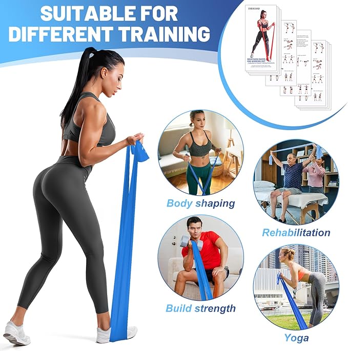 5 Pcs Resistance Bands, Professional Exercise Bands Elastic Stretch Bands for Fitness Yoga Pilates Stretching Strength Training, Workout Bands for Women and Men Home Gym-GravixFit