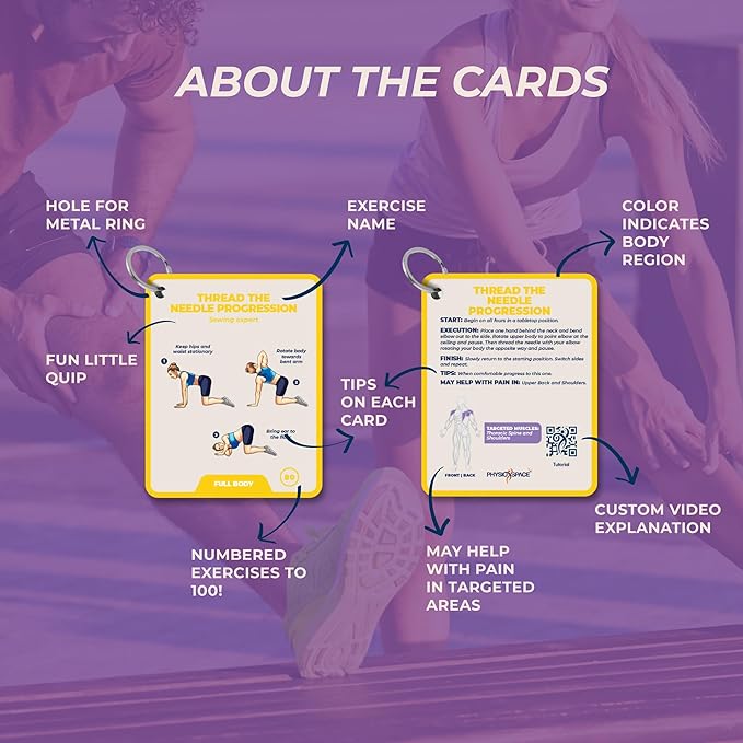 100 Stretching Exercise Flash Cards – Physical Therapy Stretches for Common Conditions (Plantar Fasciitis, Achilles Tendonitis, Sciatica, Back & Hip Pain) – Yoga, Pilates & Everyday Mobility-GravixFit