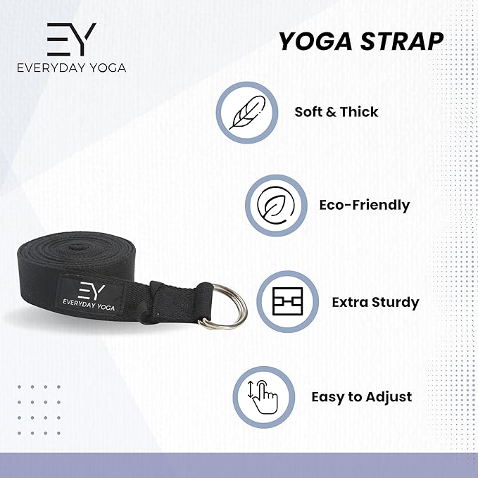 Everyday Yoga Super Strong Strap with Metal D-ring Buckle - Improve Flexibility, Stretching, and Physical Therapy Fitness.-GravixFit