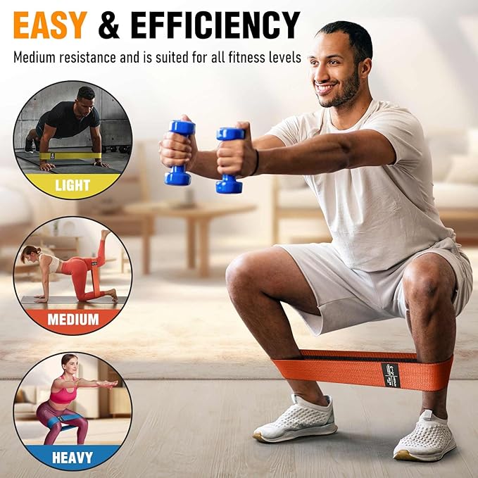 Fabric Resistance Bands for Working Out - Exercise Bands for Women and Men, Booty Bands for Legs and Glute, Yoga, Pilates, Rehab, Fitness and Home Workout-GravixFit