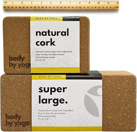 Premium Cork Yoga Blocks - Extra Large Yoga Block 2-Pack or Extra Tall 1-Pack for Inflexible Yogis | Natural, High-Density Cork for Superior Support & Stability | Optional Yoga Strap & Gift Box-GravixFit