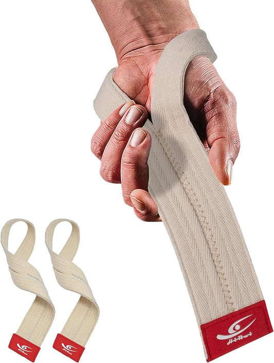 HiRui Cotton Lifting Wrist Straps (Pair) for Weightlifting Powerlifting Bodybuilding Strength Training | Wrist Support Wraps for Enhanced Grip & Stability - Soft & Durable, 13 inch Fits All-GravixFit