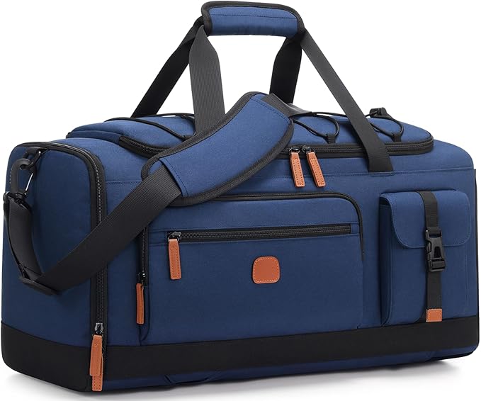 Gym Bag for Men and Women with Shoe & Laptop Compartment, 3-in-1 Sports Travel Duffel Bag Anti-Theft Weekender Carry-On Backpack for Airplane & Workout, Overnight Travel Bag,35L (Blue, Medium)-GravixFit