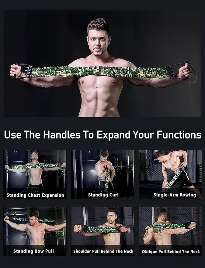 Natural Latex 3-Hole Resistance Stretcher,Chest Expander Stretch Bands for Men,2025 New 3-Way Natural Latex Resistance Band-GravixFit