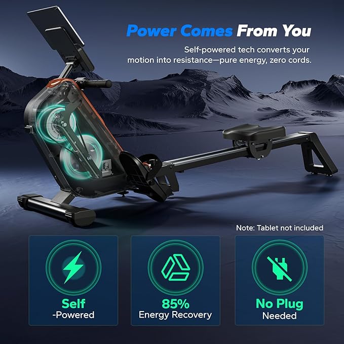 MERACH Rowing Machines for Home, Powerful Electromagnetic Row Machine with 51.2" Extended Rail, 16-Level Handle Resistance Adjustment Rower, 350 LBS Load Capacity, Ergonomic Comfort Seat, Easy Storage-GravixFit