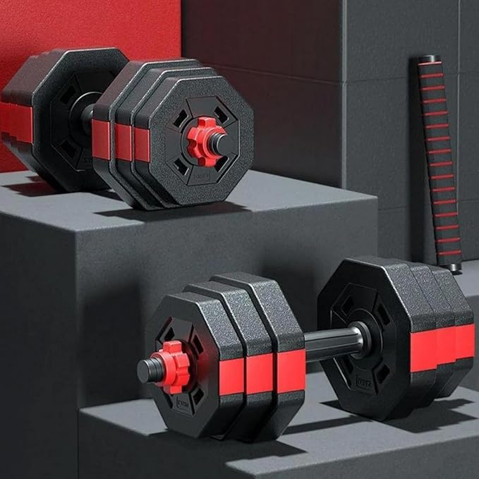 Adjustable Dumbbell Set, 5-44 lbs Free Weight Set with Connector for Barbell, Dumbbells, Push-Up Options, Fitness Exercises for Home Gym Suitable Men/Women-GravixFit