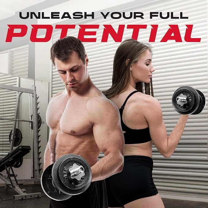 Yes4All Old School Adjustable Dumbbell Set with Weight Plates, Star Lock Collars/Connector, 40lbs to 200lbs Adjustable Weight Plates Set-GravixFit