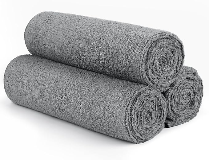 Orighty Gym Towels, Highly Absorbent Sweat Towels, Soft and Quick Drying Gym Towel for Daily Use, Multi-Purpose Towel for Sport, Salon, Spa, Hotel, 16 x 27 Inch, Grey, 3 Pack-GravixFit