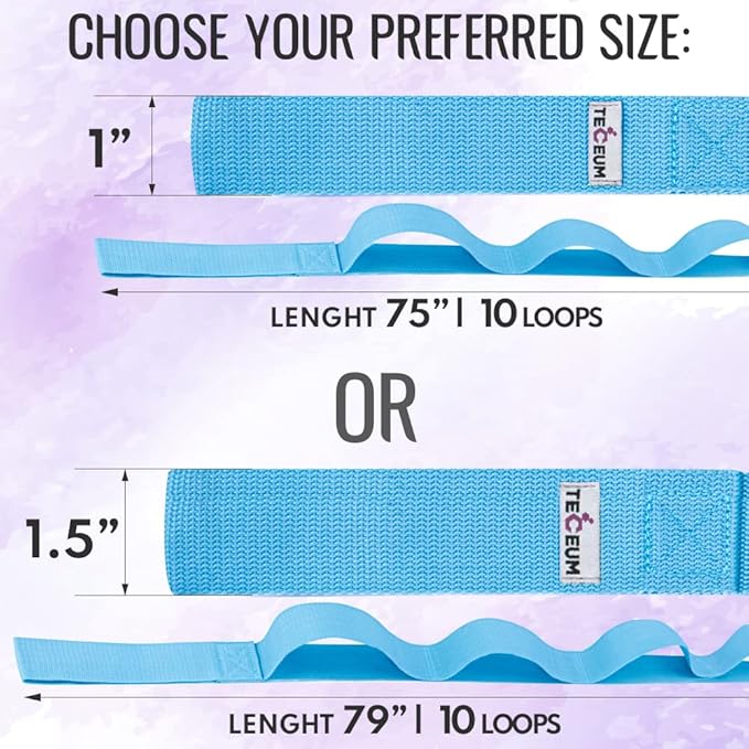 TECEUM Stretching Strap for Yoga & Physical Therapy – 10 Loops – Non-Elastic Leg Stretch Straps for Stretching, Exercising, Pilates, Post-Injury Rehabilitation for All Levels – Men & Women-GravixFit