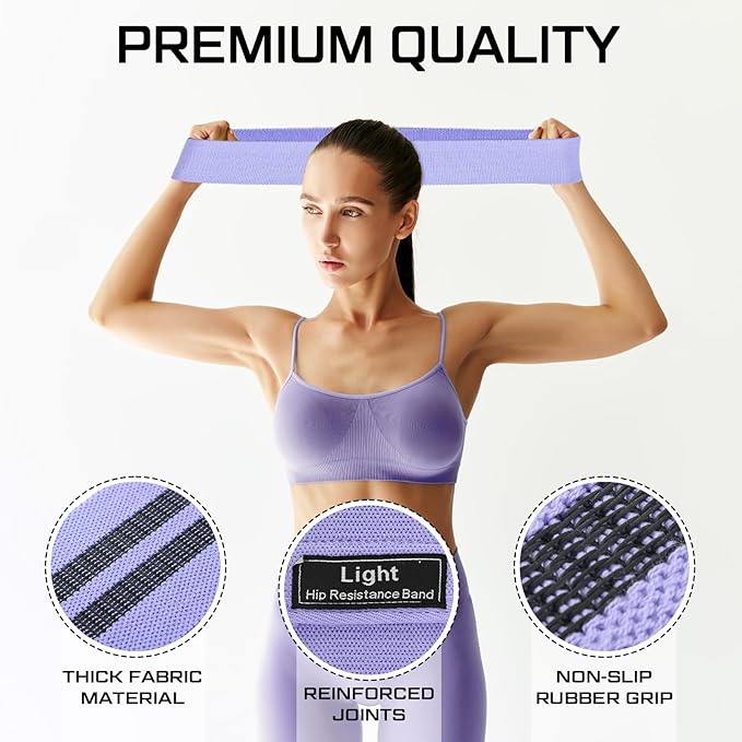 12 Pcs Fabric Resistance Bands for Working Out Booty Workout Stretch Exercise Bands Non Slip for Legs Squat Resistance Loop for Women Men Starter Butt Hip Thigh Fitness-GravixFit