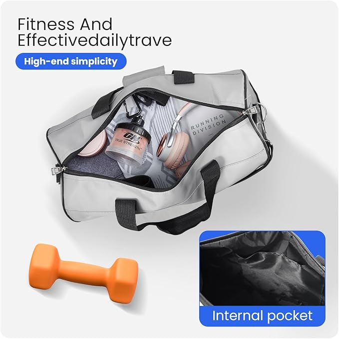 C&F BOGMOST Small Gym Bag for Travel & Duffel - 20 Inch Lightweight Carry On Bag for Men & Women, Mini Duffel Bag,Perfect for Sports, Weekend Trips, and Overnight Stays, Grey-GravixFit