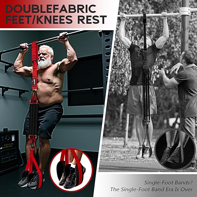 Pull Up Assistance Bands, Adjustable Heavy Duty Resistance Band for Pull Up, 3 Pull Up Bands, Comfortable Fabric Feet/Knee Rest, Assistance Bands for Pull-Up, Home Fitness, Body Stretching-GravixFit