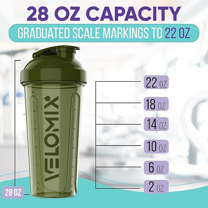 '-2 Pack- 28 oz Protein Shaker Bottles for Protein Mixes - 2x Wire Whisk | Leak Proof Shaker Cups for Protein Shakes | Protein Shaker Bottle Pack | Shakers for Protein Shakes-Green&Black-GravixFit