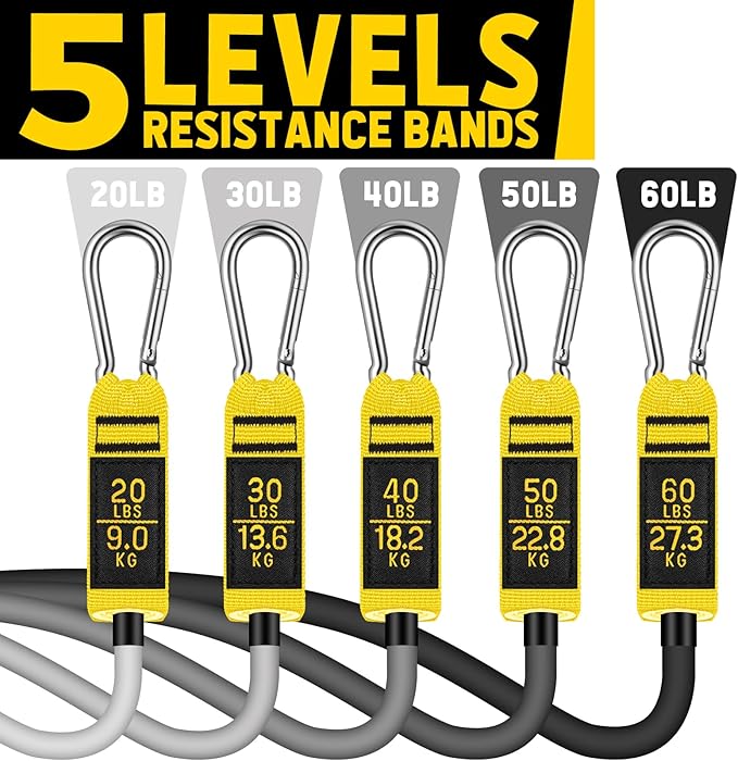 WALITO Resistance Bands Set - Exercise Bands with Handles, Door Anchor, Legs Ankle Straps, for Heavy Resistance Training, Physical Therapy, Muscle Training, Yoga, Home Workouts-GravixFit