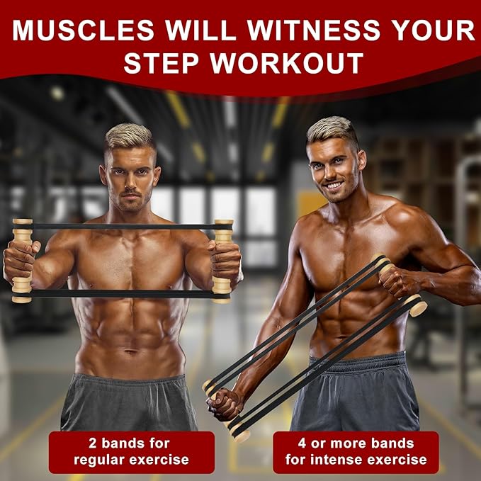 Upgraded Rip Stick - Wooden Rpistick with 6 Elastic Band, Arm Exercise Equipment, Shoulder and Resistance Training, Chest and Core Workout Equipment, Muscle Building Accessories, Home, Gym, Adjustable-GravixFit