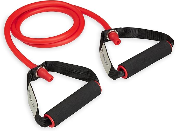 Reebok Resistance Tube Full Body Workout, Warm-Up & Strength Training Resistance Bands with Handles, Non-Slip Stretch Bands for Exercise, Fitness Bands for Men & Women-GravixFit