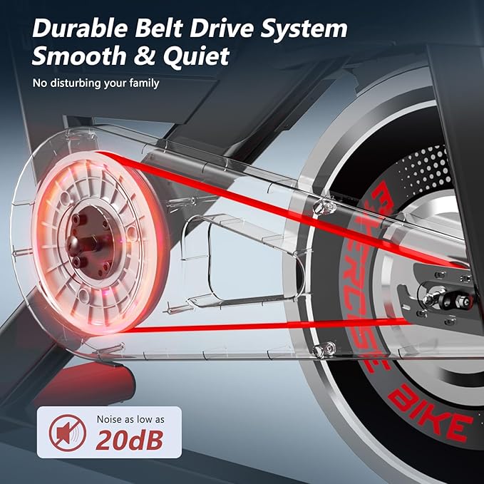 POOBOO Exercise Bike, Stationary Bike for Home Gym, Indoor Cycling Bike w/Comfortable Seat Cushion & Tablet Mount, Silent Belt Drive Indoor Bike for Cardio Workout-GravixFit