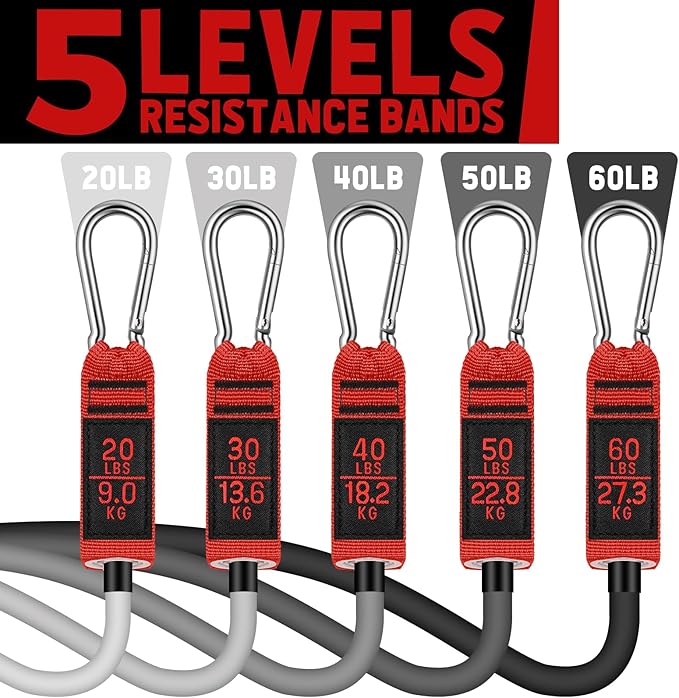 WALITO Resistance Bands Set - Exercise Bands with Handles, Door Anchor, Legs Ankle Straps, for Heavy Resistance Training, Physical Therapy, Muscle Training, Yoga, Home Workouts-GravixFit