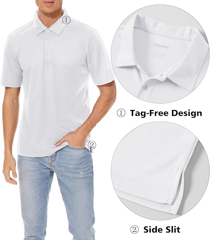 MAGCOMSEN Men's Polo Shirts 3 Buttons Casual Work T Shirts Quick Dry Short Sleeve Golf Shirt Pique Jersey Outdoor Performance-GravixFit