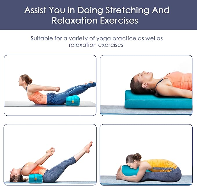 Yoga Bolster (26x10.5x5.5 in) Supportive Yoga Cushion for Restorative Yin Yoga Accessories Rectangular Bolster for Stretching Meditation Pillow 100% Organic Cotton Removable Washable Cover-GravixFit