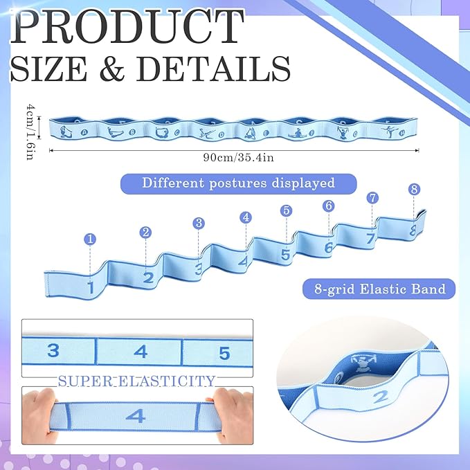 Stretch Strap for Kids Elastic Gymnastics Stretching Ballet Dance Band with 8 Loops Adjustable Exercise Training Resistance Strap for Children Stuff Pilates Latin Yoga Equipment-GravixFit