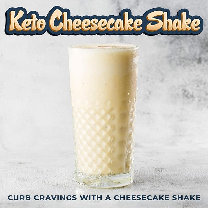 16oz Cheesecake Keto Meal Replacement Shake - Low Carb Keto Protein Powder Mix, High Fat Protein Shake with MCTs from Coconut Oil Powder, Collagen Peptides and Real USA Cream Cheese - 2 Net Carbs-GravixFit