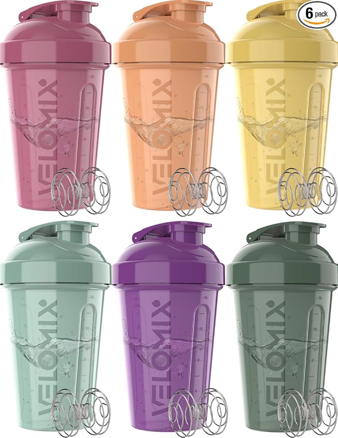 '-6 PACK- 20 OZ Protein Shaker Bottles for Protein Mixes, Shaker Cups for Protein Shakes, Small Shaker Bottle Pack, Shaker Cup, Shakers for protein Shakes (Nature Tones - 6 Pack)-GravixFit