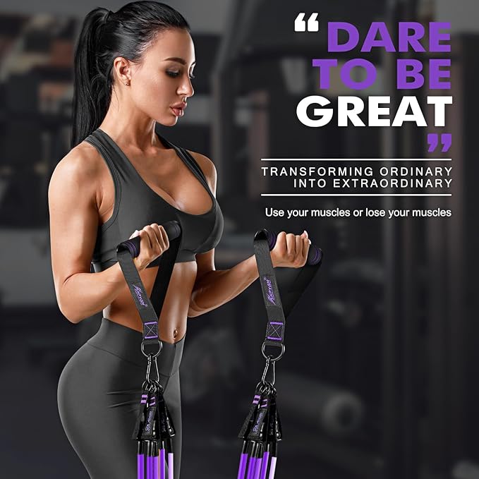 HPYGN Resistance Bands, Exercise Bands with Handles, Fitness Bands, Workout Bands with Door Anchor and Ankle Straps, for Heavy Resistance Training, Physical Therapy, Shape Body, Yoga, Home Workout Set-GravixFit