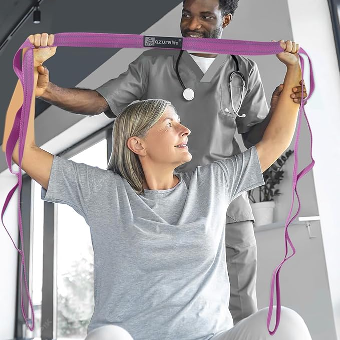 Premium Durable Stretch Straps with Loops, Stretching Strap for Physical Therapy, Multi-Loop Yoga Strap Fitness Exercise Strap for Yoga, Pilates, Dance, Flexibility&Exercise-GravixFit