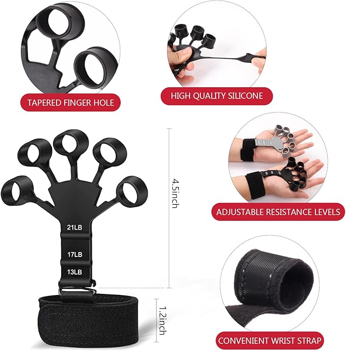 13 PCS Grip Strength Trainer Kit, Hand Gripper Strengthener, Forearm Strengthener, Finger Strengthener, Finger Exerciser, Stress Relief Ball, Forearm Workout Ring for Muscle Building and Injury Recover-GravixFit