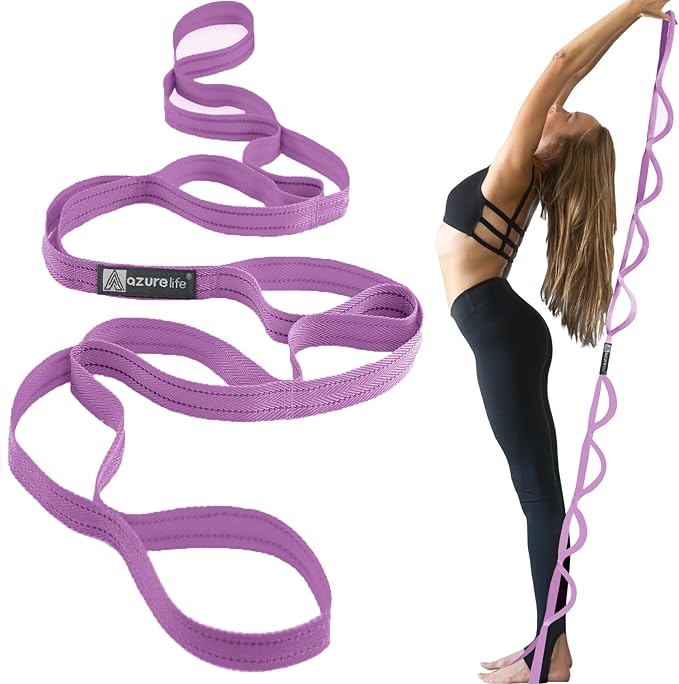 Premium Durable Stretch Straps with Loops, Stretching Strap for Physical Therapy, Multi-Loop Yoga Strap Fitness Exercise Strap for Yoga, Pilates, Dance, Flexibility&Exercise-GravixFit