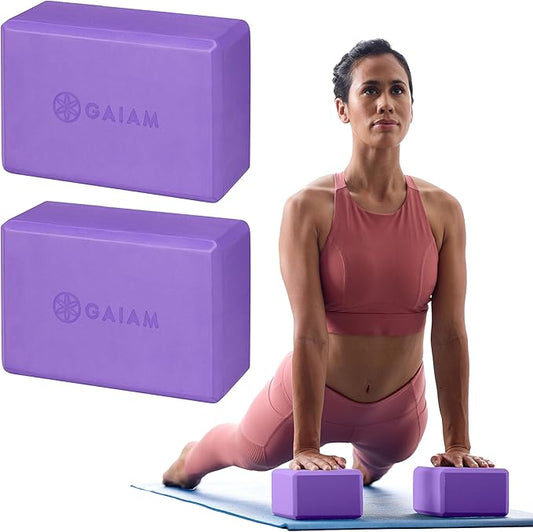 Gaiam Yoga Block - Supportive Latex-Free Eva Foam - Soft Non-Slip Surface with Beveled Edges for Yoga, Pilates, Meditation - Yoga Accessories for Stability, Balance, Deepen Stretches-GravixFit