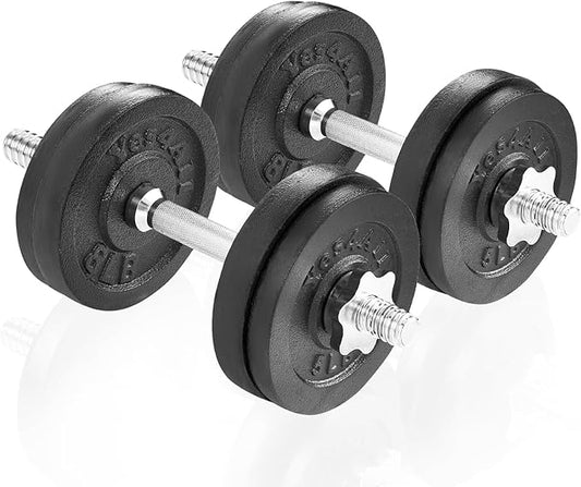 Yes4All Adjustable Dumbbell Set with Weight Plates/Connector - Exercise & Workout Equipment - Size Options 40lbs to 200lbs-GravixFit