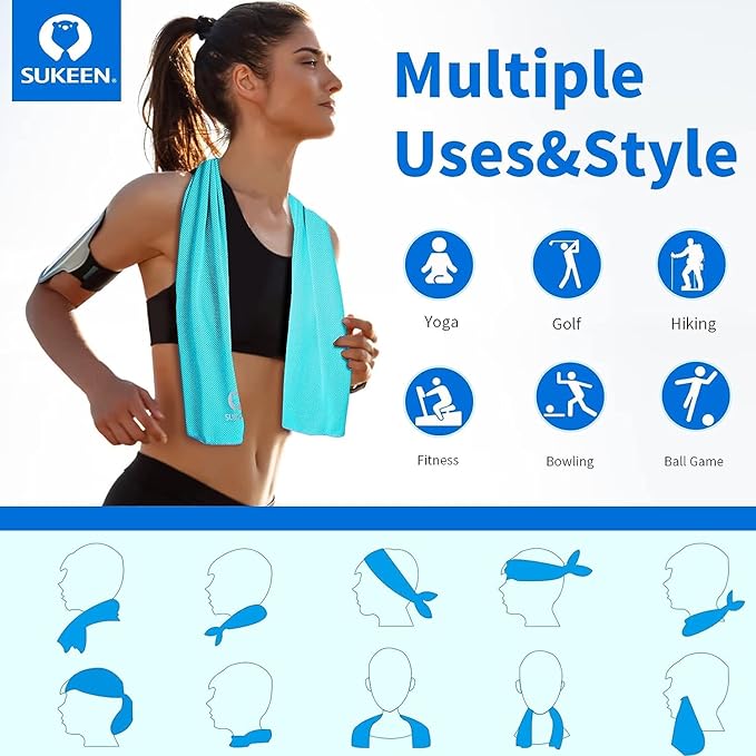 Sukkeen Cooling Towel (40"x12"), Soft Breathable Chilly Microfiber Towel for Yoga, Sports & More Activities-GravixFit