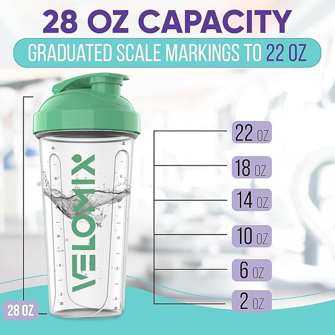 '-2 Pack- 28 oz Protein Shaker Bottles for Protein Mixes - 2x Wire Whisk | Leak Proof Shaker Cups for Protein Shakes | Protein Shaker Bottle | Shakers for Protein mix-Turquoise&Transparent-GravixFit