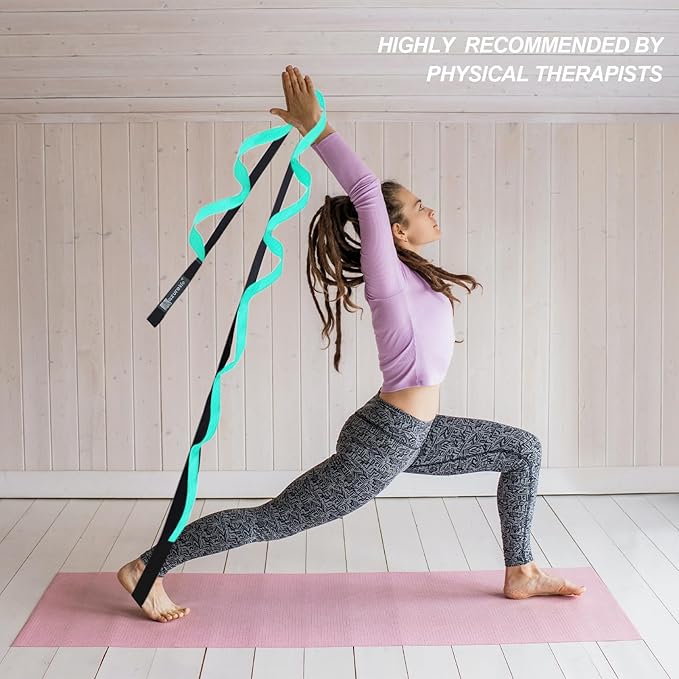 Premium Durable Stretch Straps with Loops, Stretching Strap for Physical Therapy, Multi-Loop Yoga Strap Fitness Exercise Strap for Yoga, Pilates, Dance, Flexibility&Exercise-GravixFit